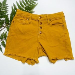 Target - high waisted distressed mustard Jean shorts